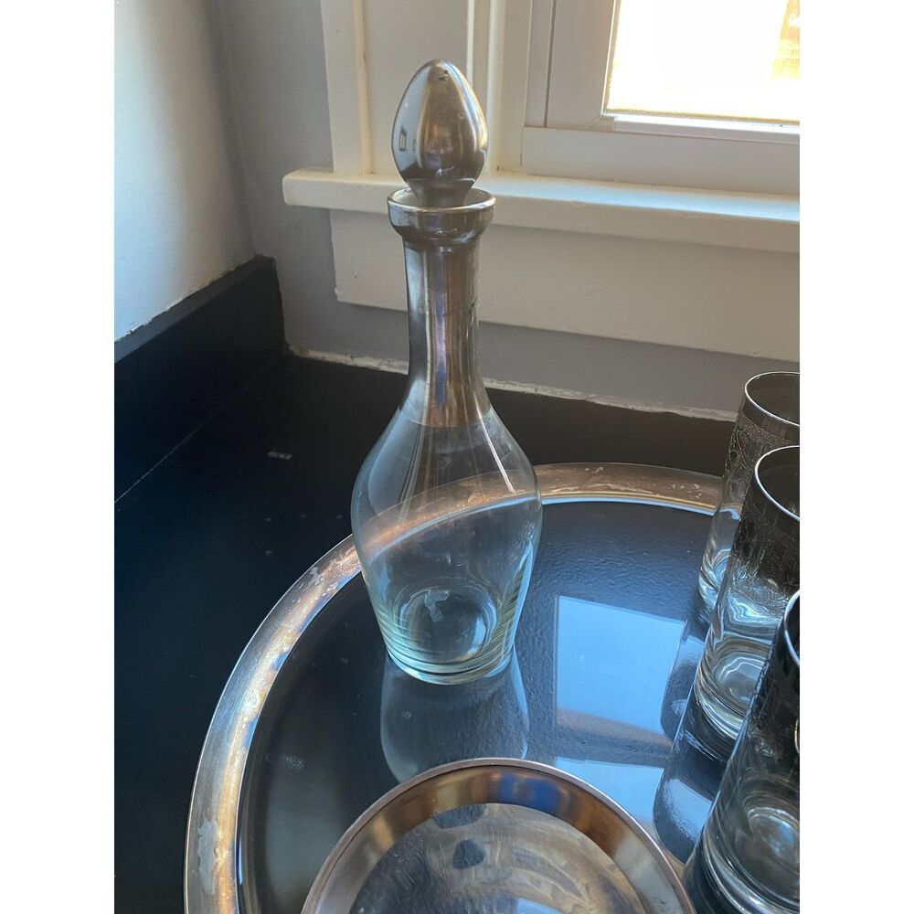 Vintage Dorothy Thorpe Silver Fade Glass Decanter Carafe 12” MCM - Picture 3 of 10